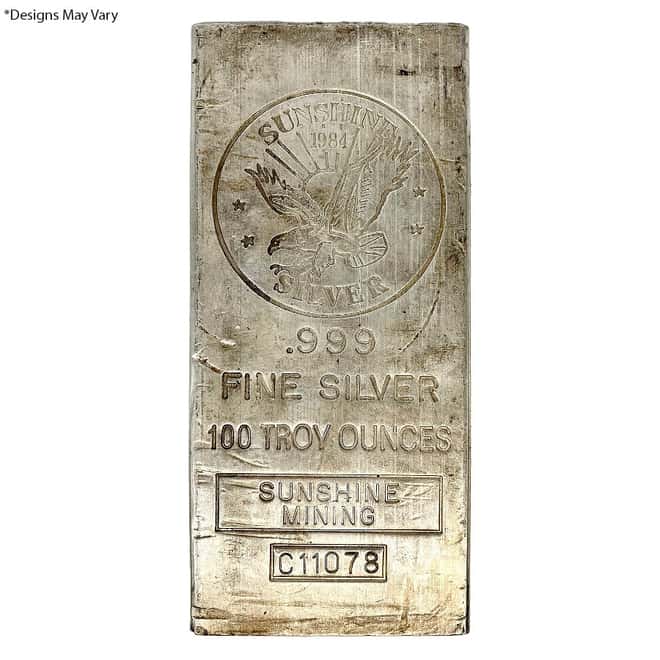 100 oz Sunshine Mint Vintage Silver Bar .999 Fine