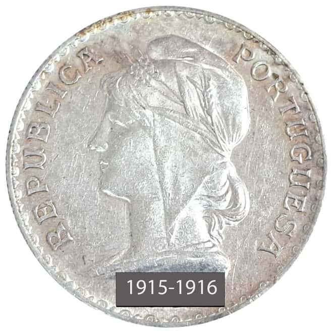 1915-1916 Portugal 1 Escudo Silver Coin AU (Random Year)