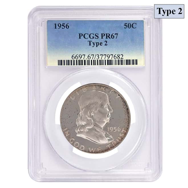 1956 Proof Silver Franklin Half Dollar 50C Type 2 PCGS PF 67