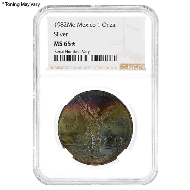1982 1 oz Silver Mexican Libertad NGC MS 65*