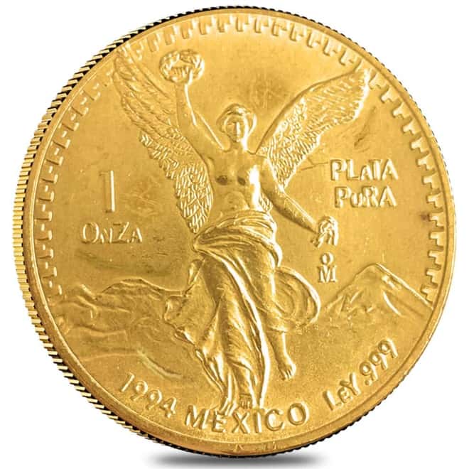 1994 1 oz Gold Plated Mexican Silver Libertad (Secondary Market)