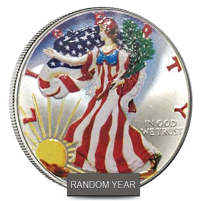 1 oz Silver American Eagle $1 Colorized Coin (Random Year)