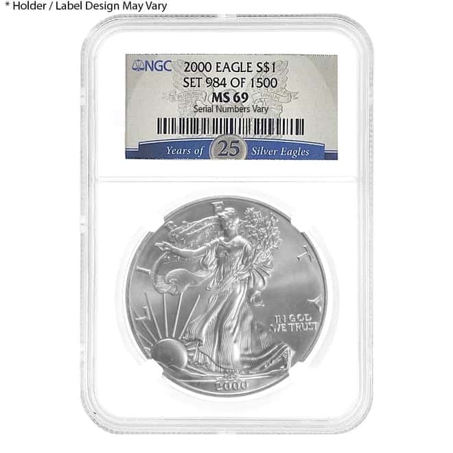 2000 1 oz Silver American Eagle $1 Coin NGC MS 69