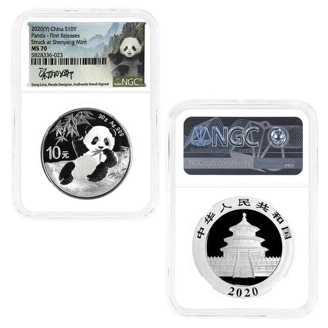 2020 China 30 gram Silver Panda 3-Coin Set NGC MS 70 FR