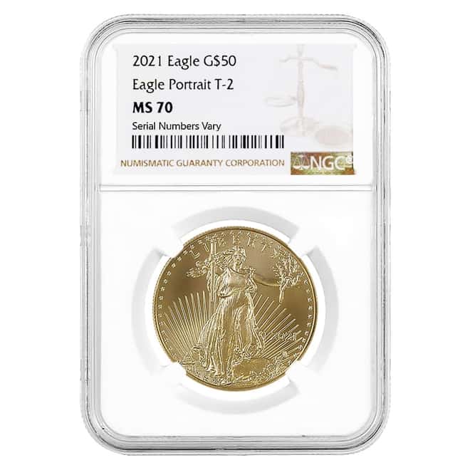 2021 1 oz Gold American Eagle Type 2 NGC MS 70