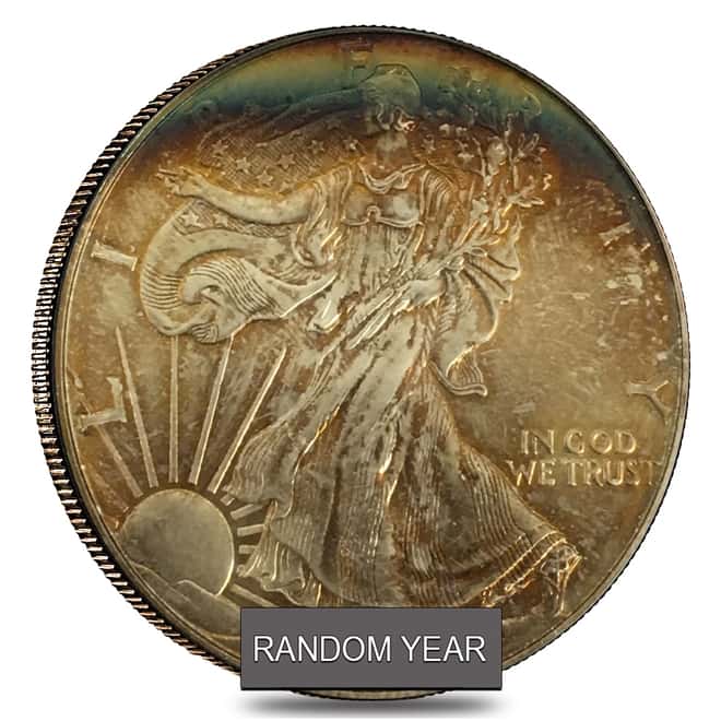 1 oz Silver American Eagle BU Dramatic Toning (Random Year)