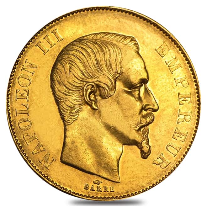 50 Francs French Gold Napoleon III AGW .4667 oz Avg Circ (1855-1868, Random Year) 