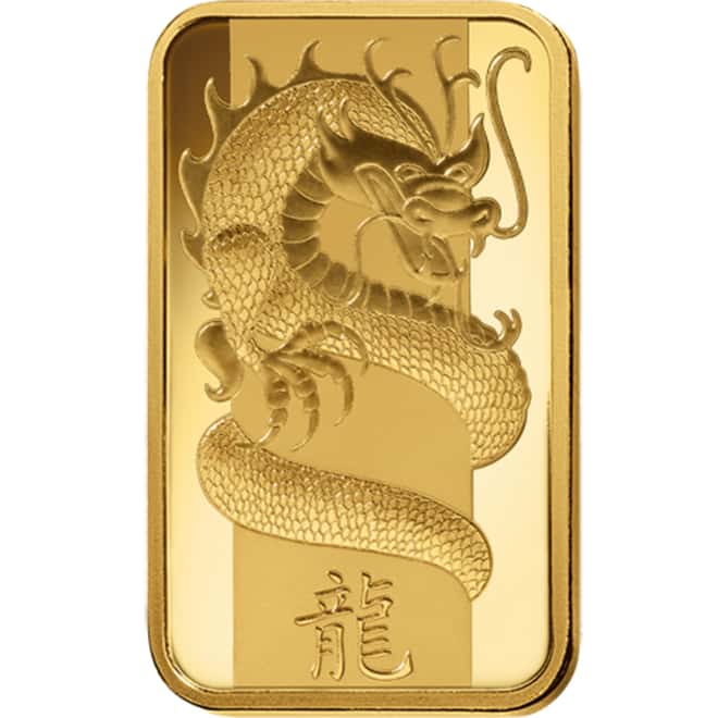 Box of 25 - 1 oz PAMP Suisse Year of the Dragon Gold Bar (In Assay)
