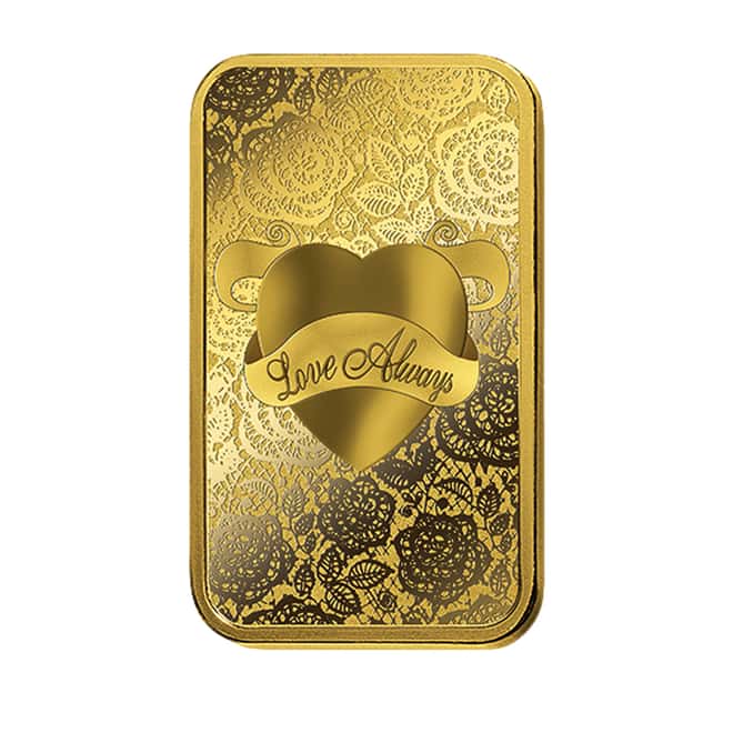 Lot of 5 - 5 gram PAMP Suisse Gold Bar - Love Always (In Assay) .9999 Fine