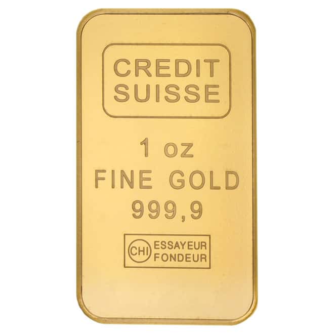 1 oz Credit Suisse Gold Bar .9999 Fine (In Assay)