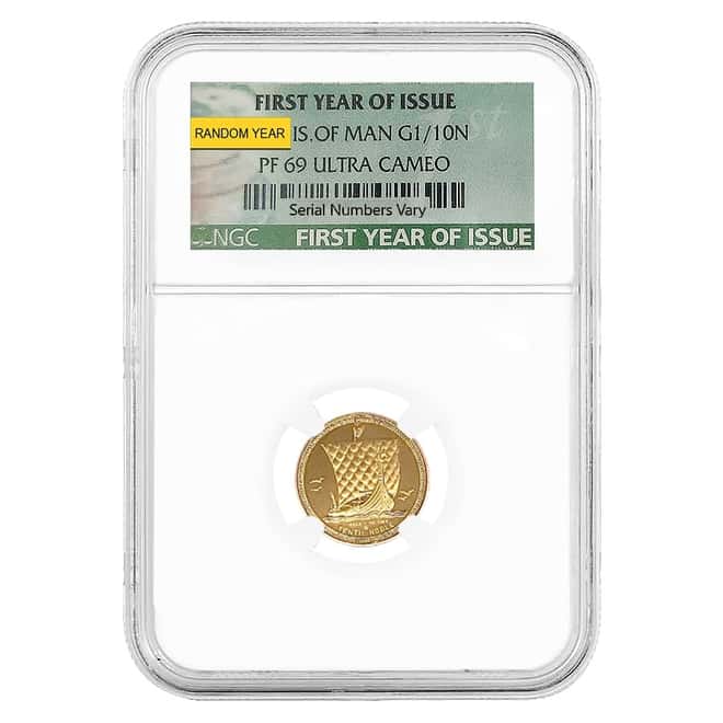 Isle of Man 1/10 oz Gold Noble NGC PF 69 UCAM (Random Year)