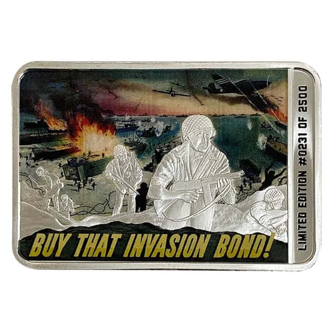 2 oz Buy That Invasion Bond Colorized Silver Bar .999 Fine