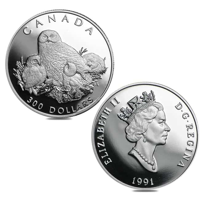 1991 Canada 1.85 oz Snowy Owl Proof Platinum 4-Coin Set (w/Box & COA)