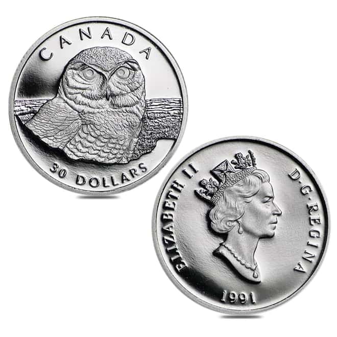1991 Canada 1.85 oz Snowy Owl Proof Platinum 4-Coin Set (w/Box & COA)