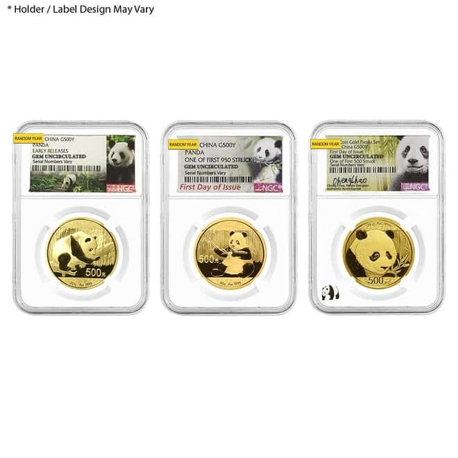 30 gram Chinese Gold Panda NGC Gem Unc (Random Year)