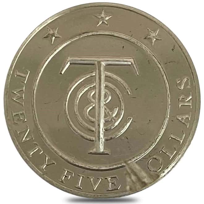 31.5 gram Tiffany & Co Sterling Silver Tiffany Money $25 Round Token .925 Fine (Scruffy)