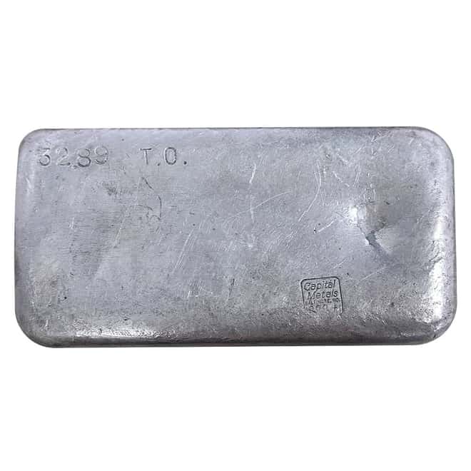 32.89 oz Capital Metals Vintage Silver Bar .999+ Fine
