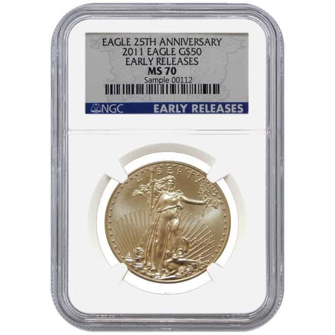 2011 1 oz $50 Gold American Eagle NGC MS 70 - 25th Anniversary