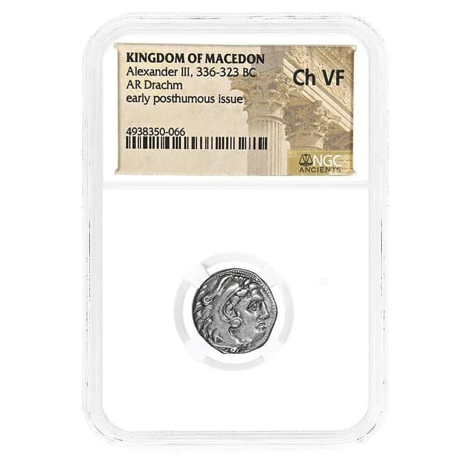 336-323 BC Macedon Alexander III AR Drachm Silver Coin NGC Ch VF