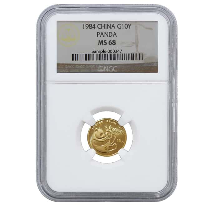 1984 1/10 oz China Gold Panda 10 Yuan NGC MS 68 