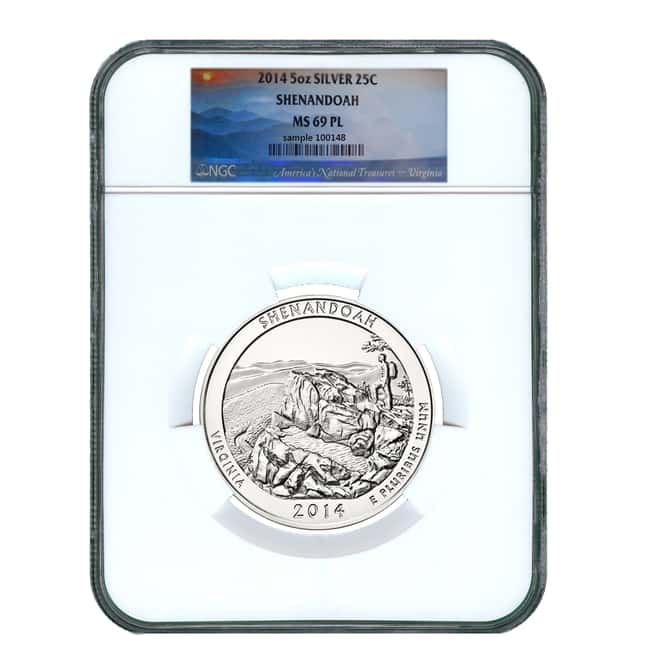 2014 5 oz ATB Silver Shenandoah National Park Coin NGC MS 69 PL