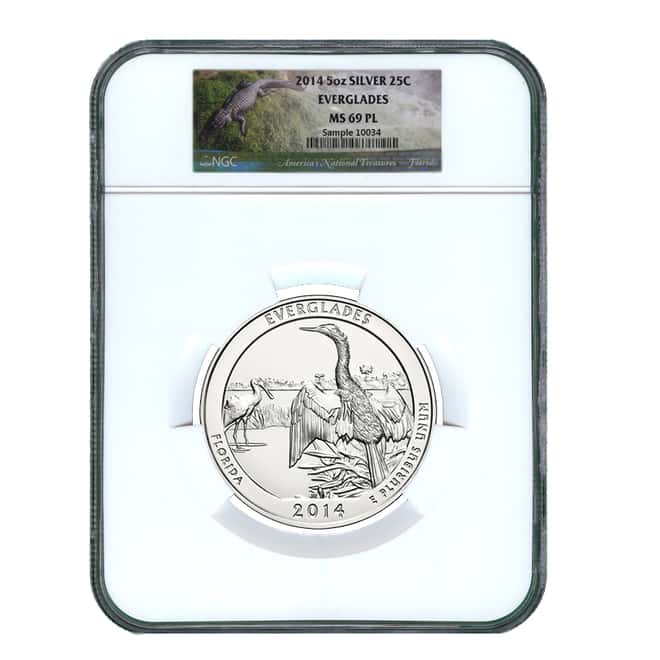 2014 5 oz Silver America the Beautiful ATB Everglades National Park NGC MS 69 PL
