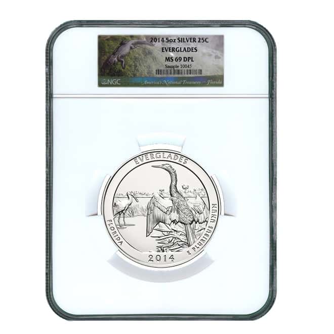 2014 5 oz Silver America the Beautiful ATB Everglades National Park NGC MS 69 DPL