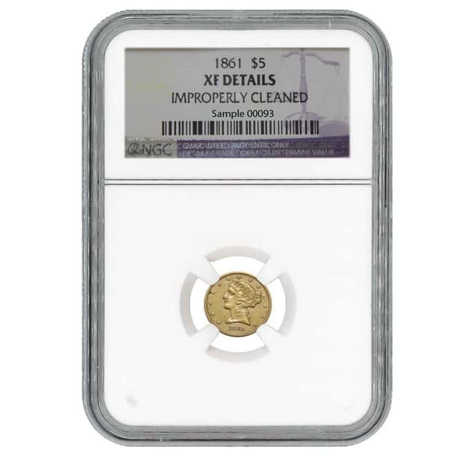 1861 $5 Liberty Head Gold Half Eagle Coin NGC XF Details