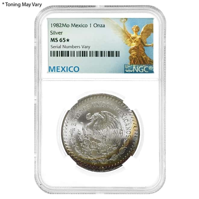 1982 1 oz Silver Mexican Libertad NGC MS 65*