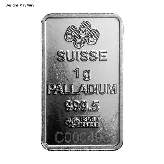 1 Gram Generic Palladium Bar .999+ Fine (Secondary Market)