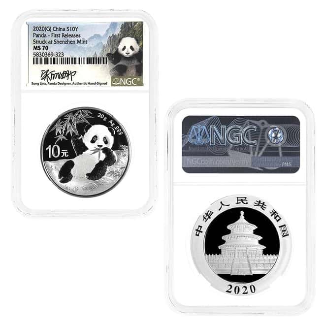 2020 China 30 gram Silver Panda 3-Coin Set NGC MS 70 FR