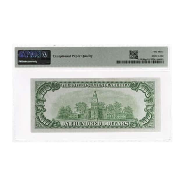 1934 $100 Federal Reserve Currency Note New York PMG AU 53 EPQ