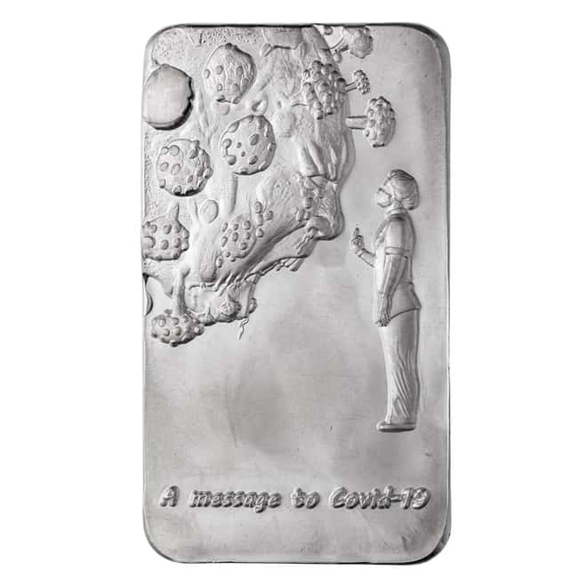 3 oz Argentia A Message to Covid-19 Silver Bar .9999 Fine Matte Finish
