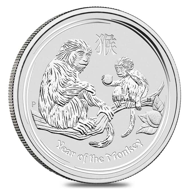 2016 2 oz Silver Lunar Year of The Monkey BU Australian Perth Mint In Cap