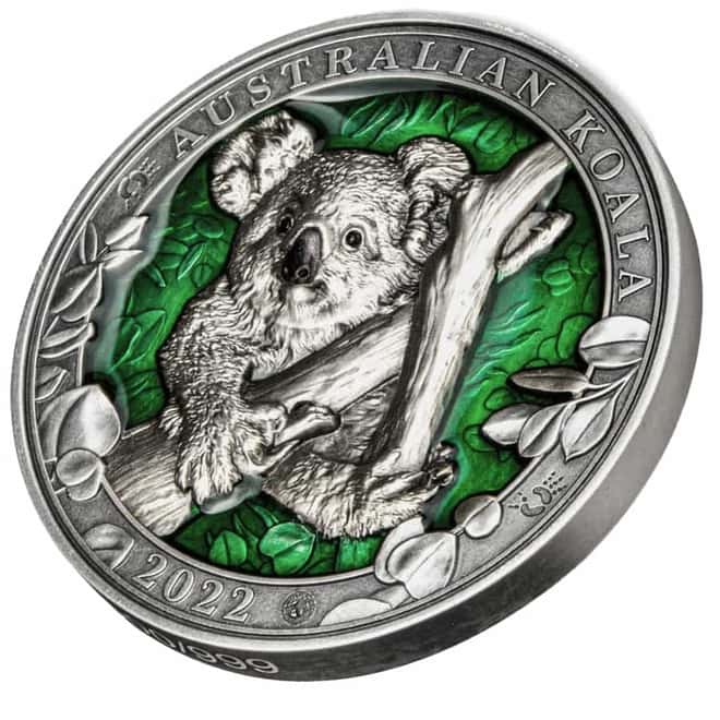 2022 3 oz Silver Australian Koala - Colors of Wildlife Coin Barbados .999 Fine (w/Box & COA)