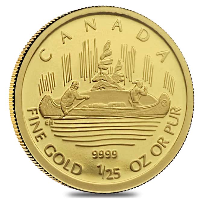 2005 1/25 oz Gold Canadian Voyageur 50 Cents Proof Coin .9999 Fine (w/Box & COA)