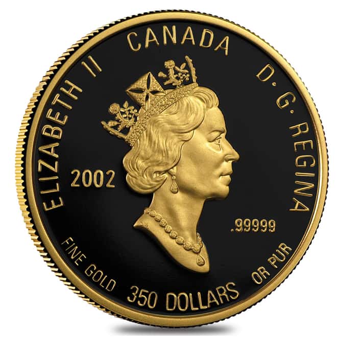 2002 Canada 1.22 oz $350 Wild Rose Proof Gold Coin .99999 Fine (w/Box & COA)