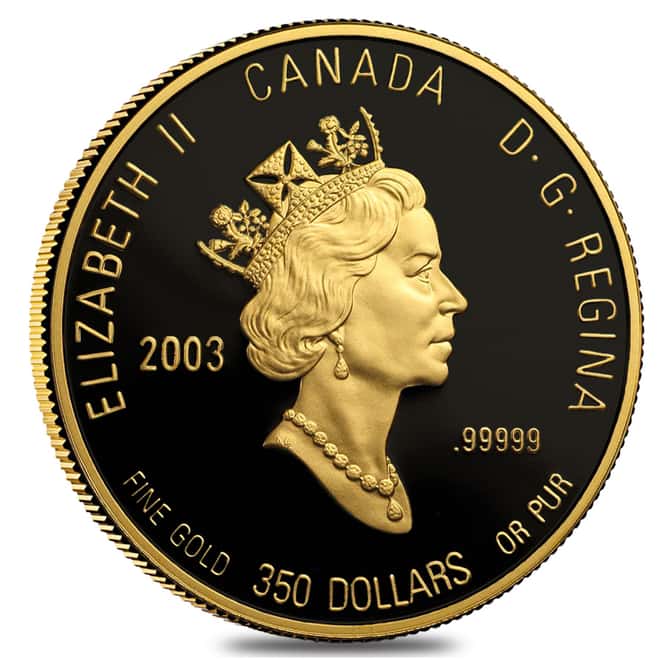 2003 Canada 1.22 oz $350 White Trillium Proof Gold Coin .99999 Fine (w/Box & COA)