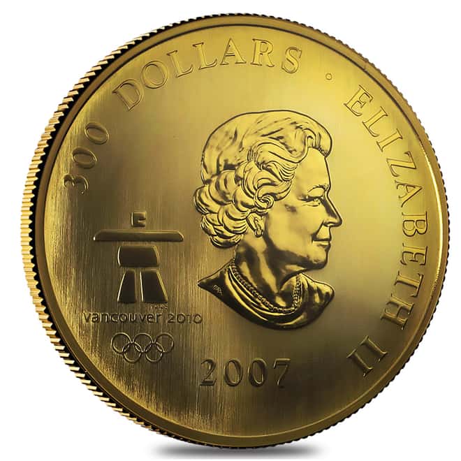 2007 Canada $300 Olympic Ideals 60 gram 14 Karat Proof Gold Coin In Cap (w/COA)