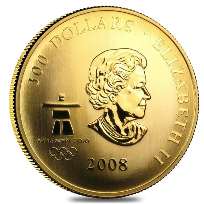 2008 Canada $300 Olympic Games - Competition 60 gram 14 Karat Proof Gold Coin In Cap (w/COA)