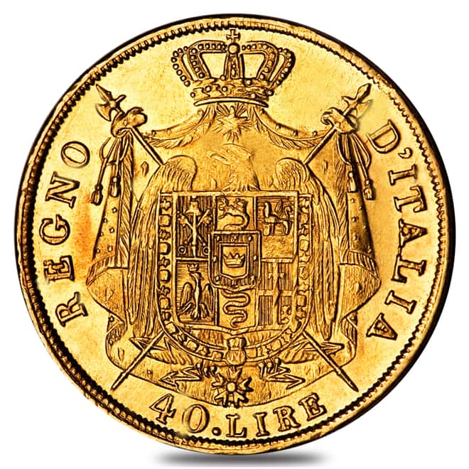 40 Lire Italy Napoleon I Gold Coin Avg Circ AGW .3734 oz (Random Year, 1807-1814) 