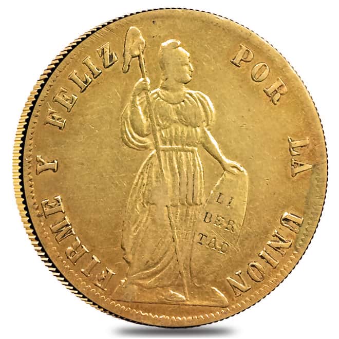 4 Escudos Peru Gold Coin Cleaned AGW .3798 oz (Random Year, 1828-1855)