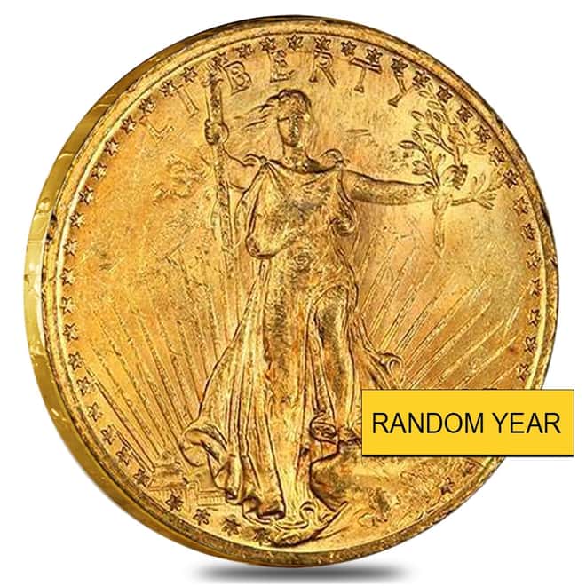 $20 Gold Double Eagle Saint Gaudens PCGS MS 60 (Random Year)
