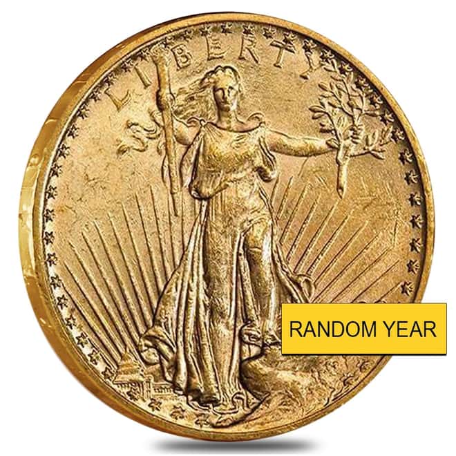 $20 Gold Double Eagle Saint Gaudens PCGS MS 62 (Random Year)