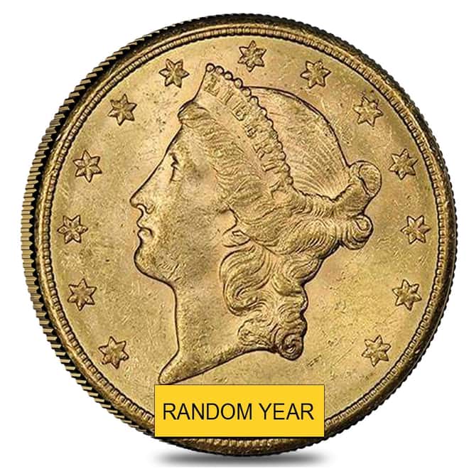 $20 Gold Double Eagle Liberty Head PCGS MS 60 (Random Year)