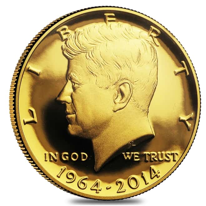 2014-W 3/4 oz Gold Kennedy Half Dollar Proof High Relief Coin (In Cap)