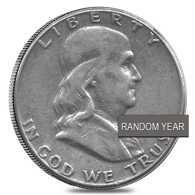 $10 Face Value Franklin Half Dollars 90% Silver 20-Coin Roll (Circulated)