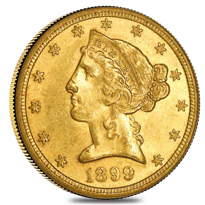 1899 S $5 Liberty Head Half Eagle Gold Coin NGC AU Details