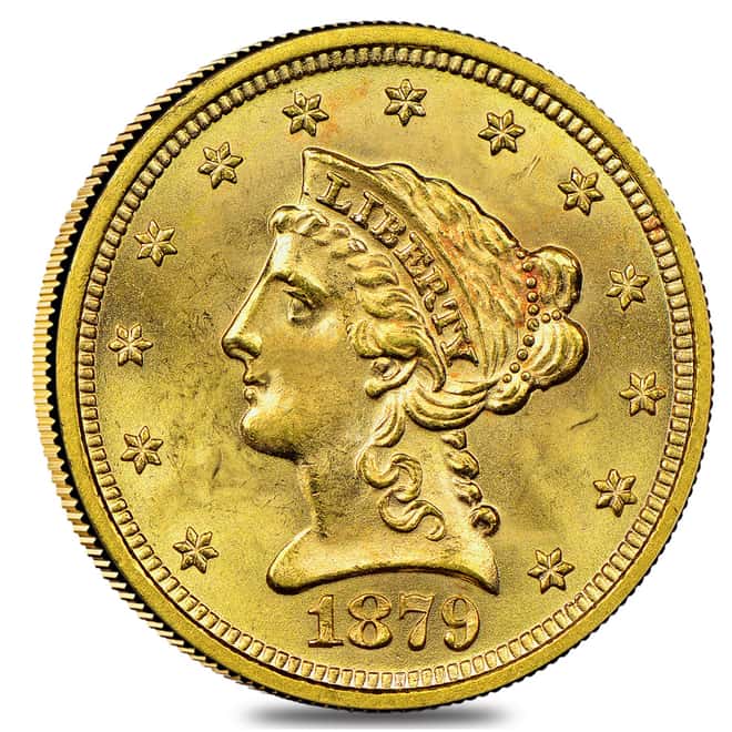 1879 $2.5 Liberty Head Quarter Eagle Gold Coin NGC AU 58   