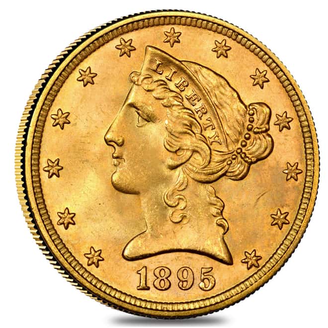 1895 $5 Liberty Head Half Eagle Gold Coin NGC MS 62